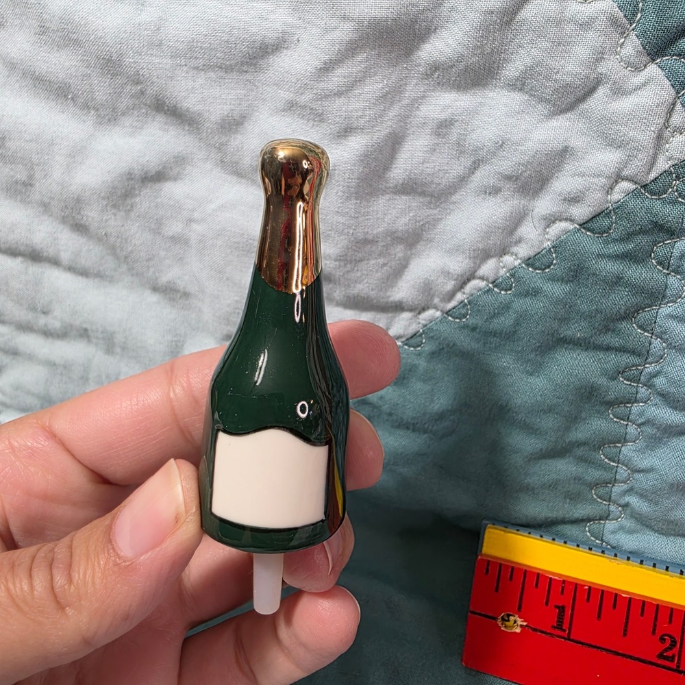 Nora Fleming Champagne Bottle Green Plate Charm